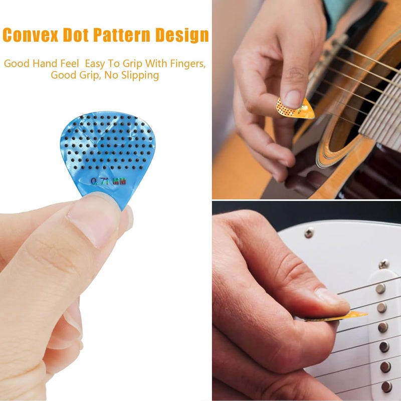 AXPTECH Non-slip Guitar Picks, 0.46 0.71 0.96mm Includes Thin Medium Heavy Guitar Picks,15pcs Variety Colorful Celluloid Plectrums with Guitar Picks Holder and Storage Case (15) - Image 2